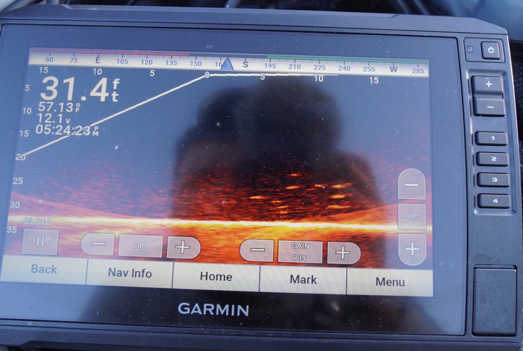 Garmin LiveScope screen displaying crappie movement under the water
